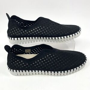 Ilse Jacobsen Tulip Black Perforated Shoes Slip On Womens 40 EU US 9-9.5